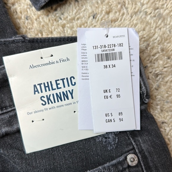 Abercrombie Fitch Athletic Skinny Jeans NWT size 38W 34L - Picture 4 of 8